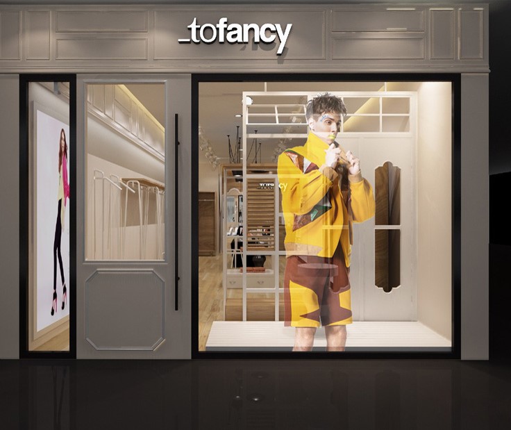 J9集团智慧显示屏门店橱窗LED通明屏展示